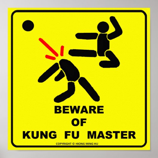 Poster Attention au maître de Kung Fu (Devant)