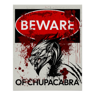 Poster Attention au panneau Chupacabra