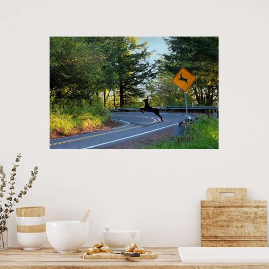 Poster Attention aux cerfs (Cuisine)