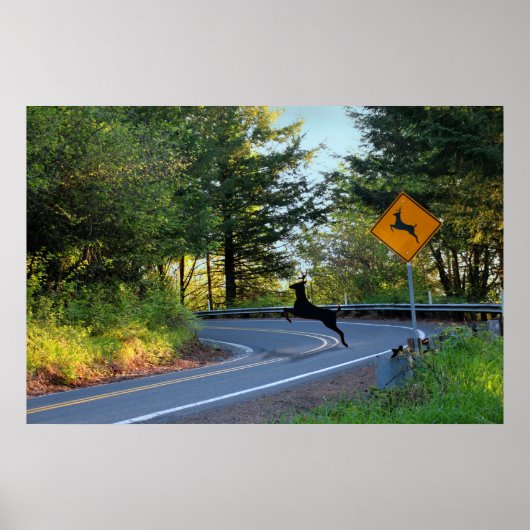 Poster Attention aux cerfs (Devant)