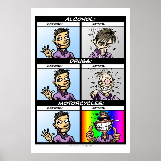 Poster Attention : Les motocyclettes sont addictives (mai (Devant)