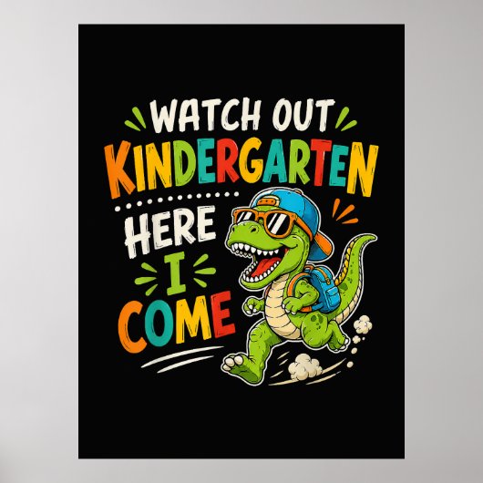 Poster Attention maternelle j'arrive Dino (Devant)