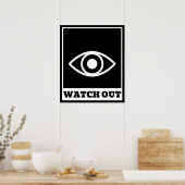 Poster Attention, Orwellien Big Brother vous regarde (Cuisine)