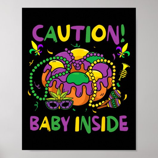 Poster Attention par Funny Mardi Gras Parade Carnaval (Devant)