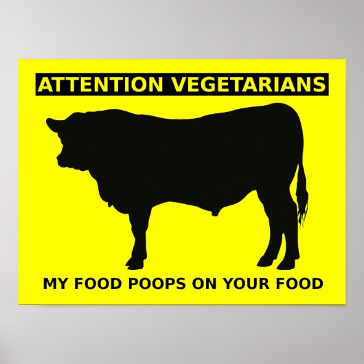 Poster Attention Végétariens Drôle Amateurs de viande Pos (Devant)