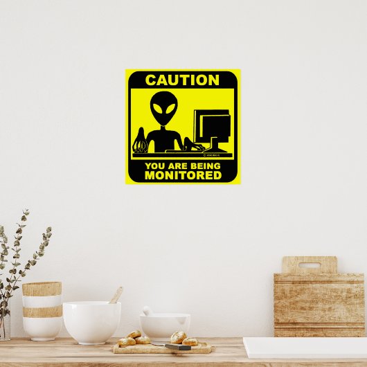 Poster Attention ! vous êtes surveillé (Cuisine)