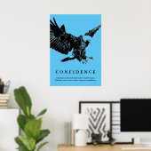Poster Atterrissage de l'aigle Motivation Confiance Bleu (Bureau à domicile)