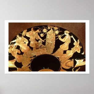 Poster Attic red figure kylix depicting Dionysus and the
