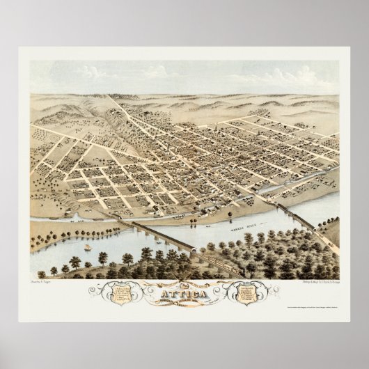 Poster Attique, IN Panoramic Map - 1869 (Devant)