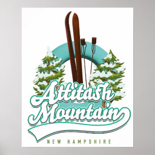 Poster Attitash montagne new hampshire ski logo