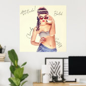 Poster Attitude ! Modèle rétro en short et top bikini. (Bureau à domicile)