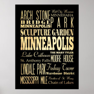 Poster Attraction et lieux célèbres de Minneapolis, Minne