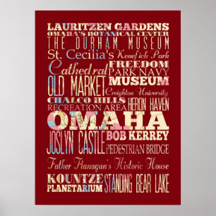 Poster Attraction et lieux célèbres d'Omaha, Nebraska
