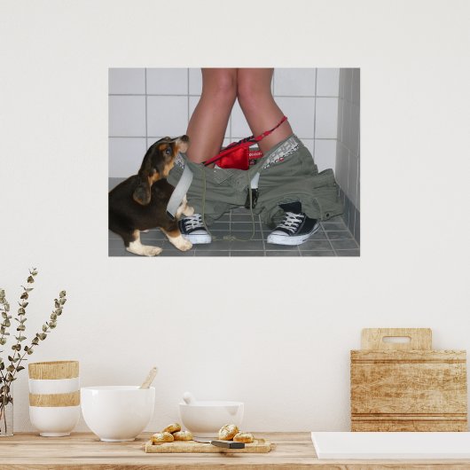 Poster Attrapé avec mon pantalon à nouveau, mignon chien (Cuisine)