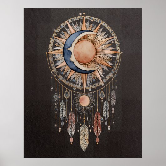 Poster Attrapeur de rêves Soleil Lune Céleste (Devant)