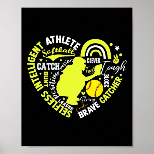 Poster Attrapeuse de softball pour filles, super pour les (Devant)