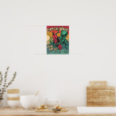 Poster Attrapez la pieuvre ondulée | Conception Vintage (Cuisine)