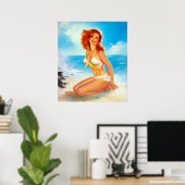 Poster Au Beach Pin Up (Bureau à domicile)