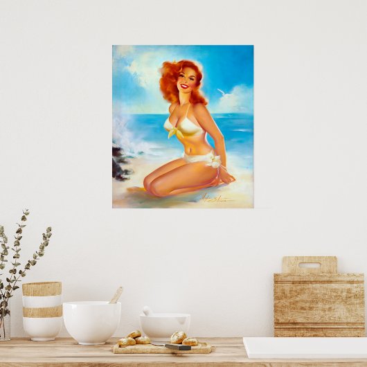 Poster Au Beach Pin Up (Cuisine)