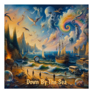 Poster Au bord de la mer : un paysage de rêve surréaliste