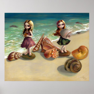 Poster Au bord de la plage Ocean fairy Art Print