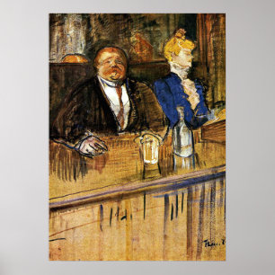 Poster Au Café, le Client et la Caisse Anémique