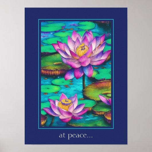 Poster au calme - Belle scène rose Lotus Flower (Devant)