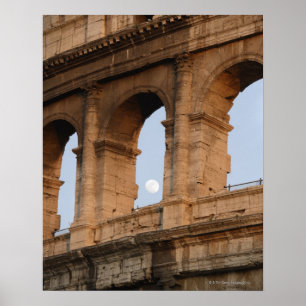 Poster au coucher du soleil avec lune