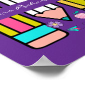Poster au crayon violet coloré de l'enseignant (Coin)