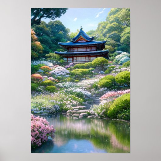 Poster Au-dessus dans le jardin japonais (Devant)
