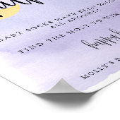 Poster Au-dessus de la lune Baby shower pourpre Chasse au (Coin)