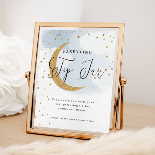 Poster Au-dessus de la lune Bleu Conseils parentaux Baby