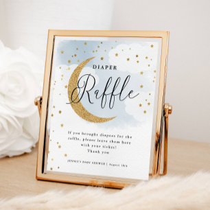 Poster Au-dessus de la lune Blue Diaper Raffle Display Do