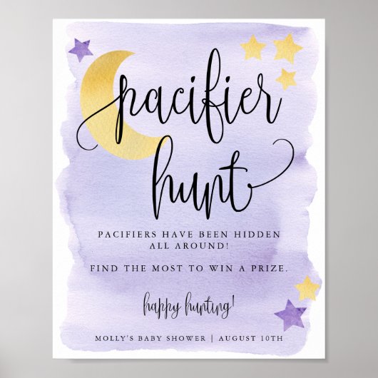 Poster Au-dessus de la lune Purple Baby Pacifier jeu de c (Devant)