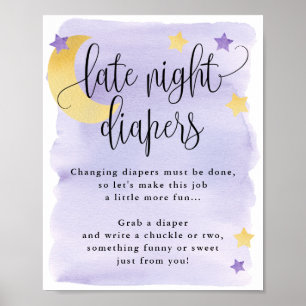 Poster Au-dessus de la lune Purple Late Night Diapers Act