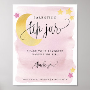 Poster Au-dessus de la lune rose Parenting Conseils Affic