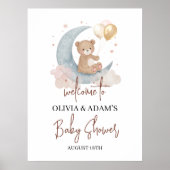 Poster Au-dessus de la lune Teddy Bear Baby shower Affich (Devant)