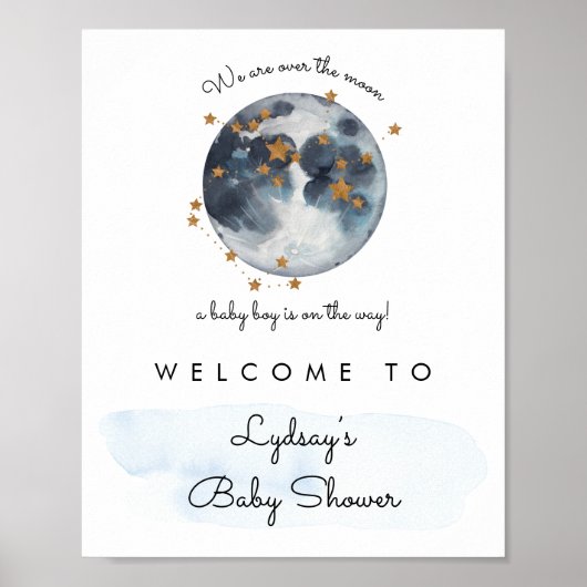 Poster Au-Dessus De L'Affiche de bienvenue Baby shower Lu (Devant)