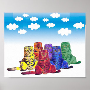 Poster Au-dessus des chats arc-en-ciel