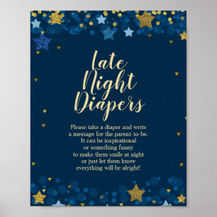 Poster Au-Dessus Du Baby shower De La Lune Marine Diapeur