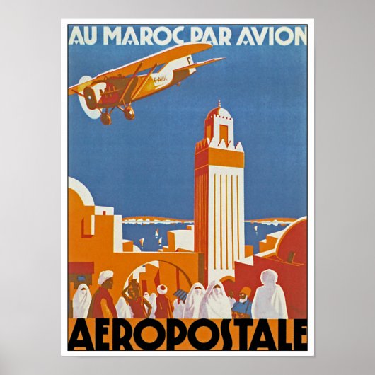 Poster Au Maroc Par Avion (Devant)