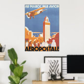 Poster Au Maroc Par Avion Aeropostale, Vintage (Bureau à domicile)