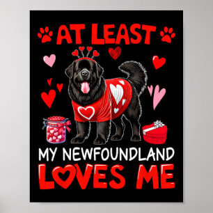 Poster Au moins mon Terre-Neuve m'aimant la Saint-Valenti