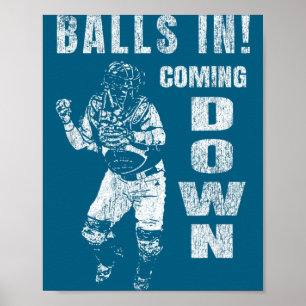 Poster Au receveur de baseball descendant