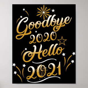 Poster Au revoir 2020 Bonjour 2021 - Bonne année 2021