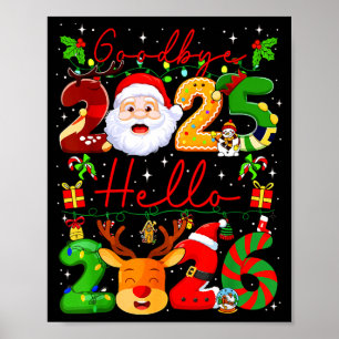 Poster Au revoir 2025 Bonjour 2026 Bonne Année Noël F