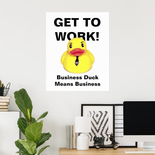 Poster Au Travail ! — Canard en caoutchouc avec Cravate (Bureau à domicile)