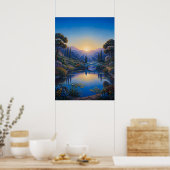 Poster Aube sur le pont du jardin (Cuisine)