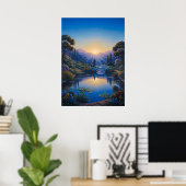 Poster Aube sur le pont du jardin (Bureau à domicile)