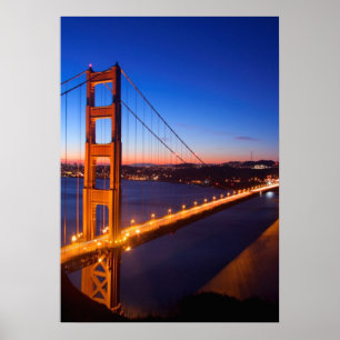 Poster Aube sur San Francisco et Golden Gate Bridge.